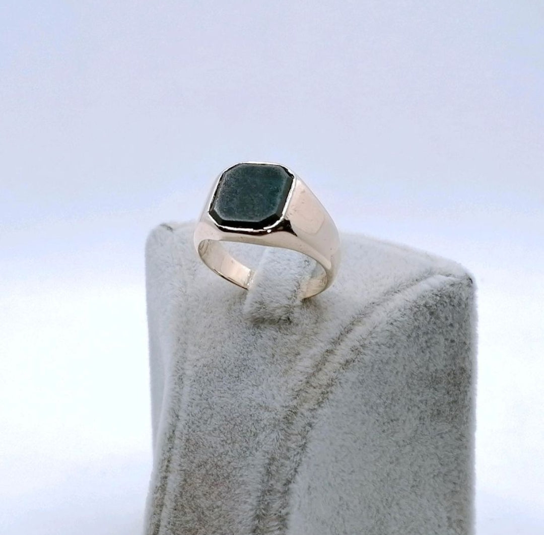 Vintage Ring Gold 585er Siegelring mit Heliotrop Gr. 60