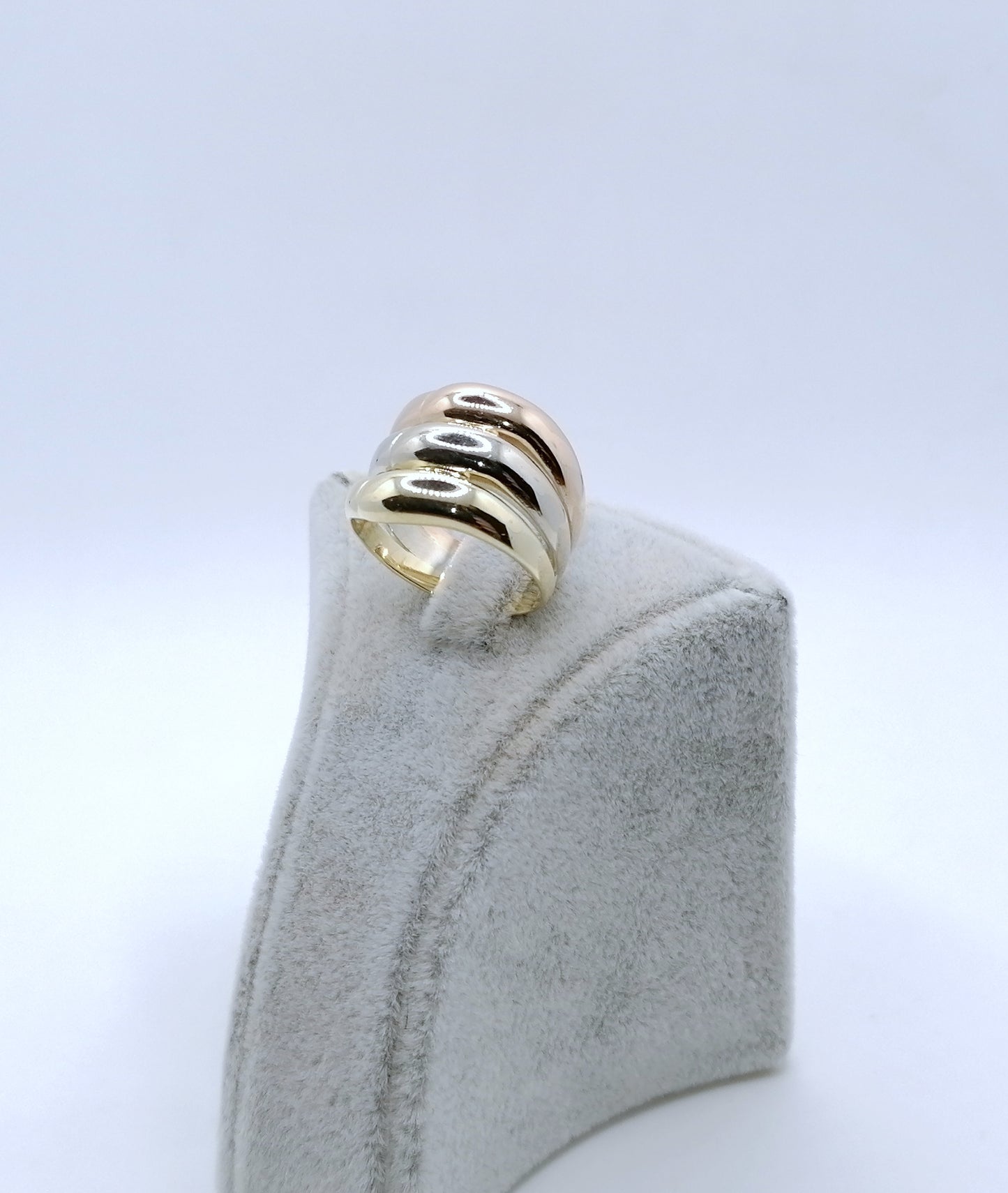 Ring Gold 585er Tricolor Gelbgold Rotgold Weißgold Gr. 57