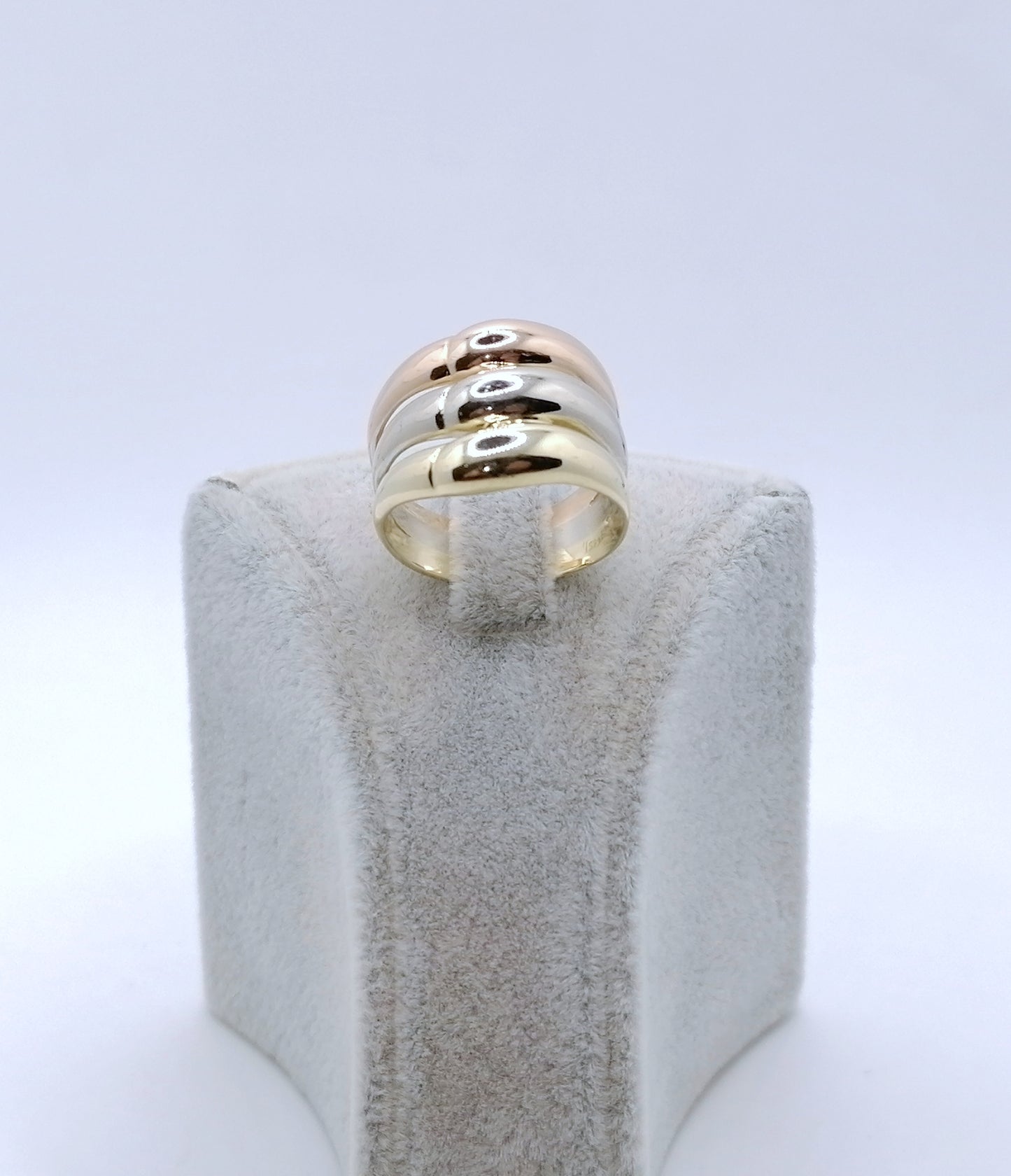 Ring Gold 585er Tricolor Gelbgold Rotgold Weißgold Gr. 57