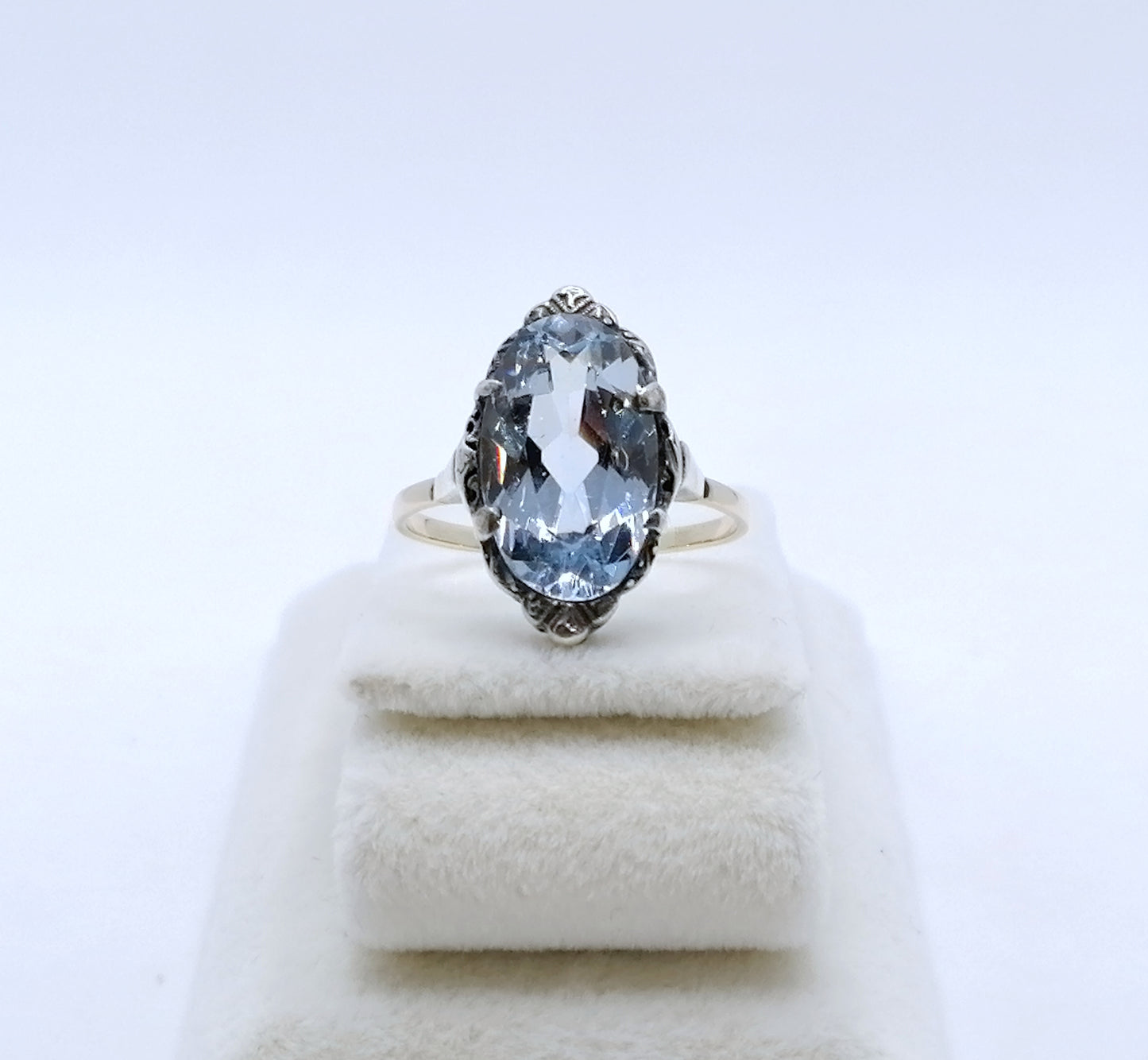 Ring Gold 333er und Silber Art Deco Spinell Damenring Gr. 53