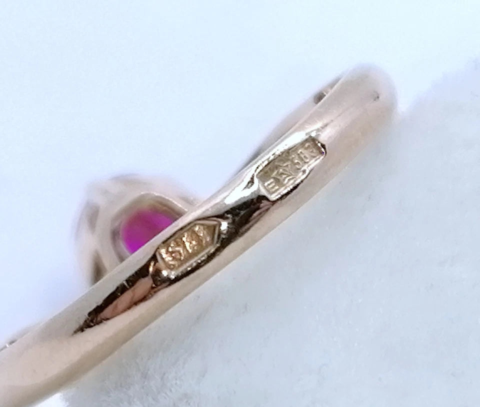 Ring Rotgold 583er Sowjet UdSSR Goldring mit Rubin Gr. 53