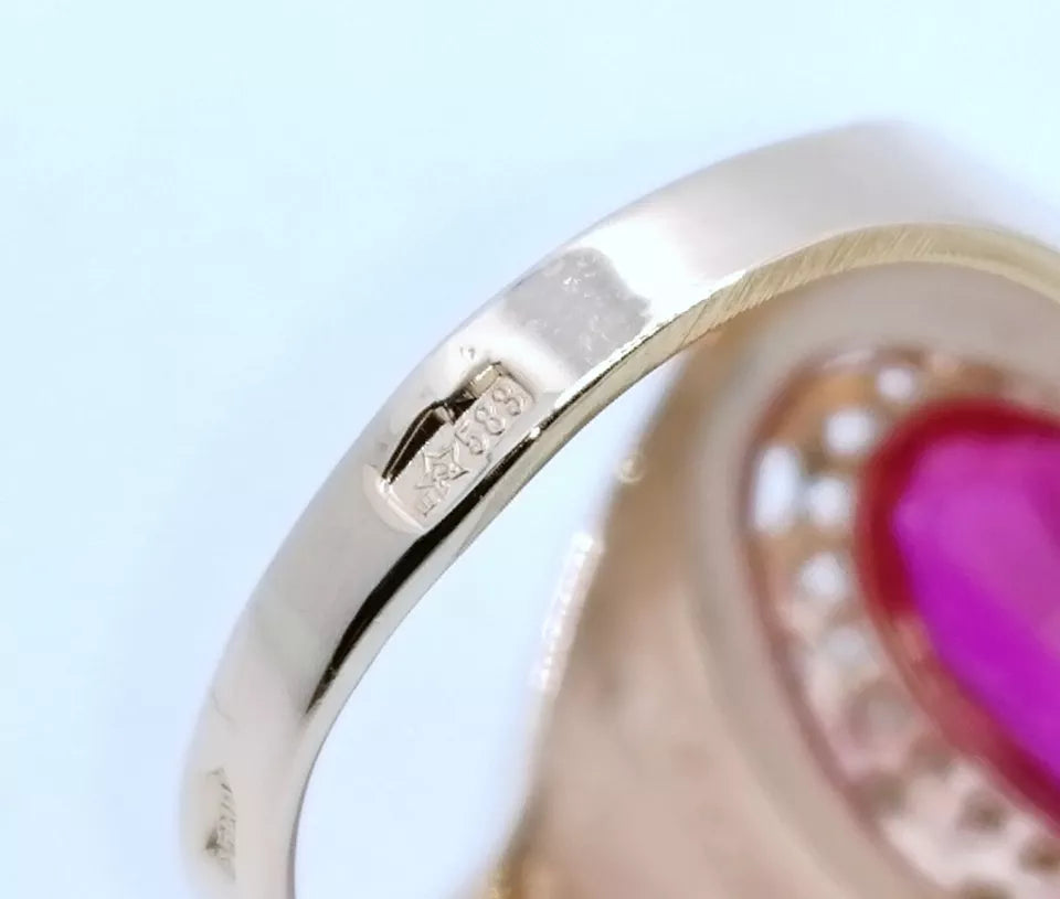 Ring Rotgold 583er Sowjet UdSSR Goldring mit Rubin Gr. 60