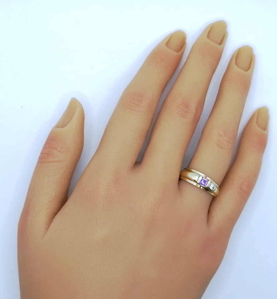 Ring Gold 333er mit Amethyst und Zirkonia Gr. 54