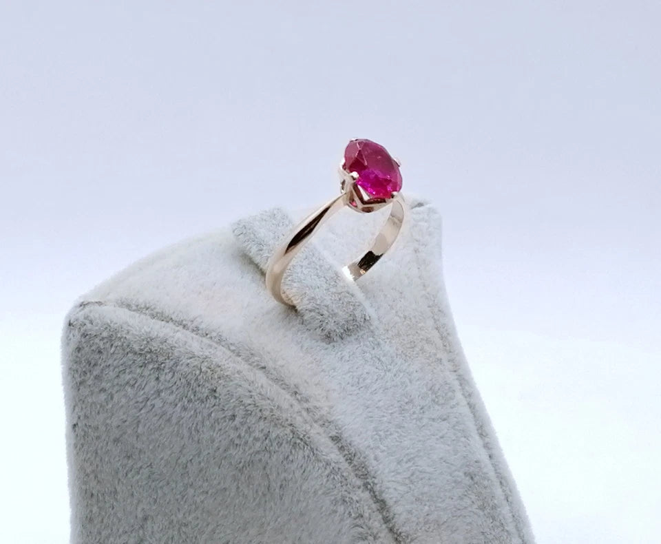 Ring Rotgold 583er Sowjet UdSSR Goldring mit Rubin Gr. 53