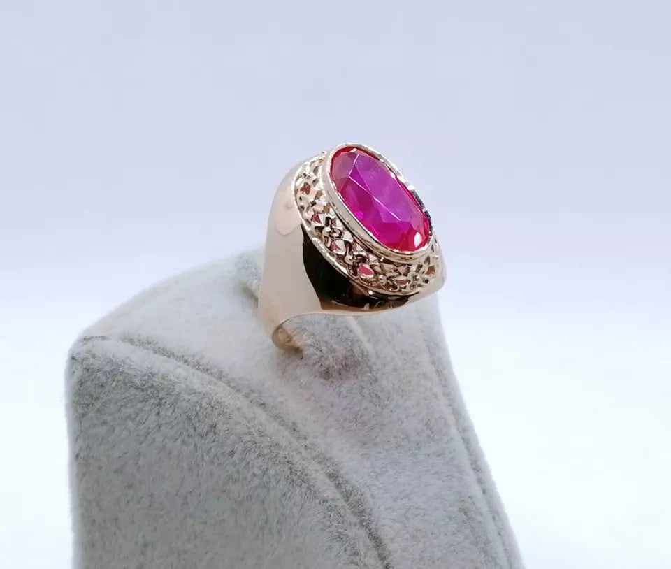 Ring Rotgold 583er Sowjet UdSSR Goldring mit Rubin Gr. 60