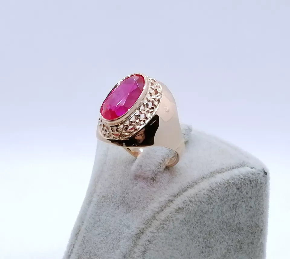 Ring Rotgold 583er Sowjet UdSSR Goldring mit Rubin Gr. 60