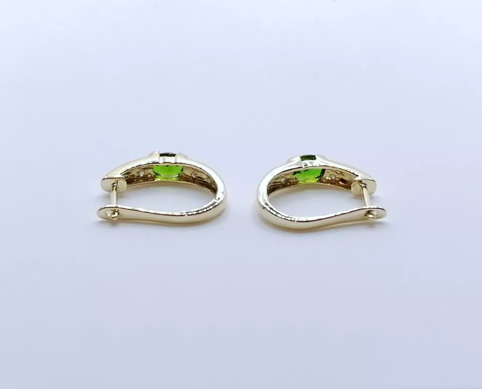 Ohrringe 585er Gold mit Diopsid und Diamantsplitter