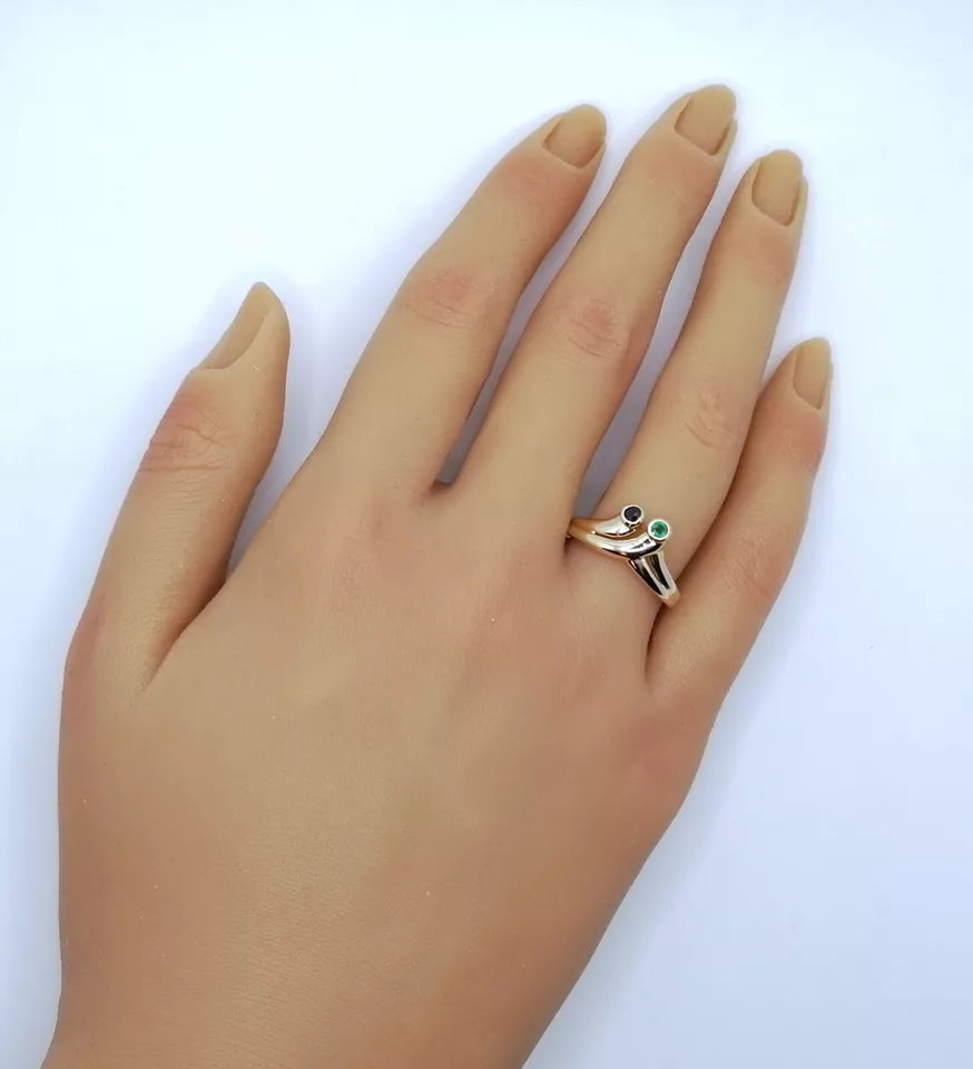 Ring Gold 333er mit Saphir und Smaragd Gr. 58