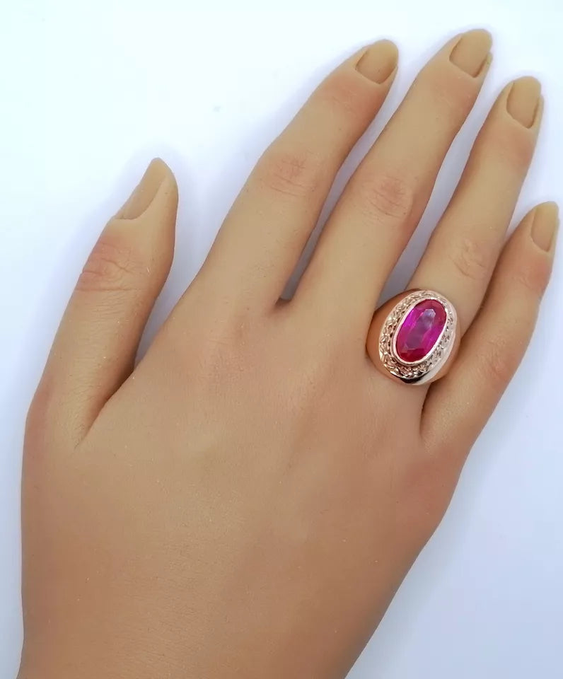 Ring Rotgold 583er Sowjet UdSSR Goldring mit Rubin Gr. 60