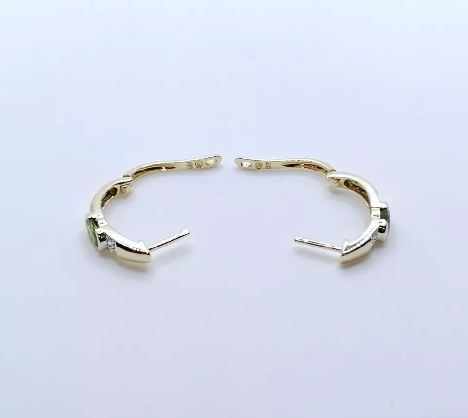 Ohrringe 585er Gold mit Diopsid und Diamantsplitter