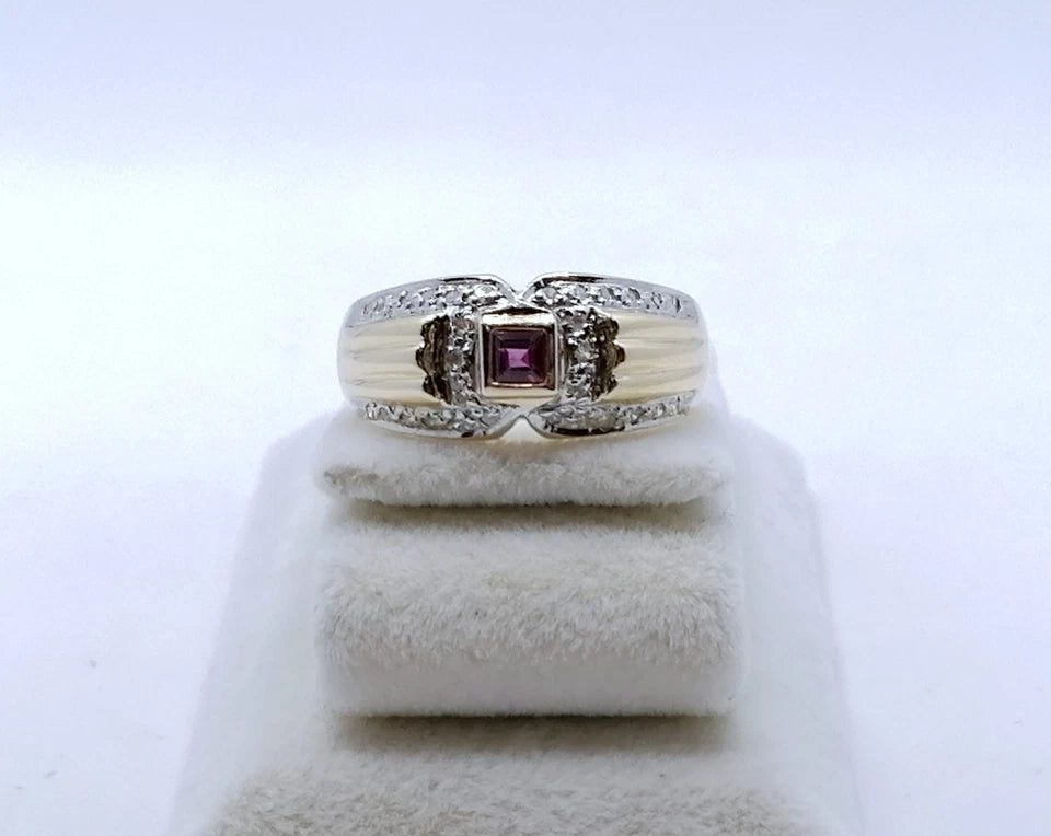 Ring Gold 585er mit Rubin und Diamanten Gr. 57