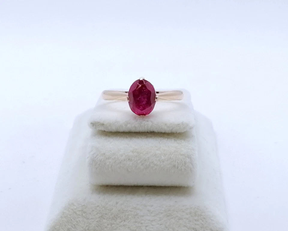 Ring Rotgold 583er Sowjet UdSSR Goldring mit Rubin Gr. 53