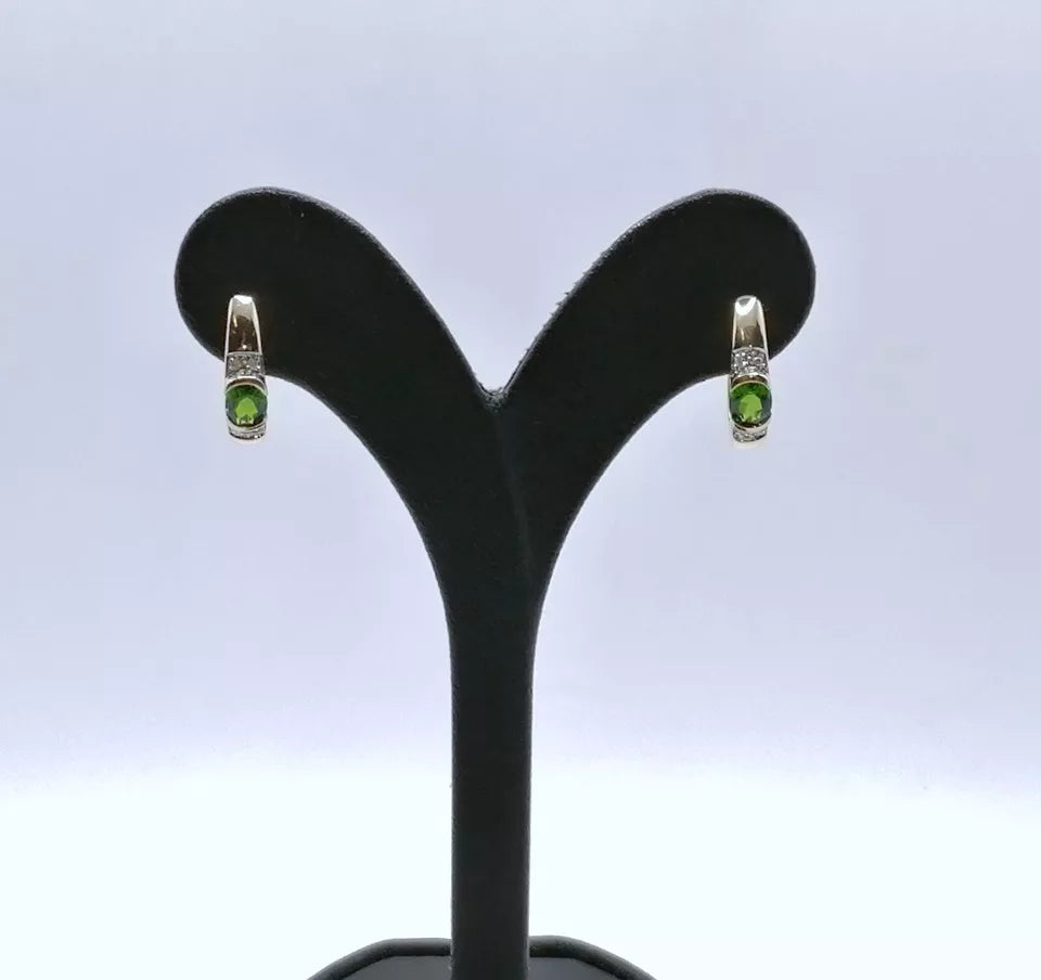 Ohrringe 585er Gold mit Diopsid und Diamantsplitter