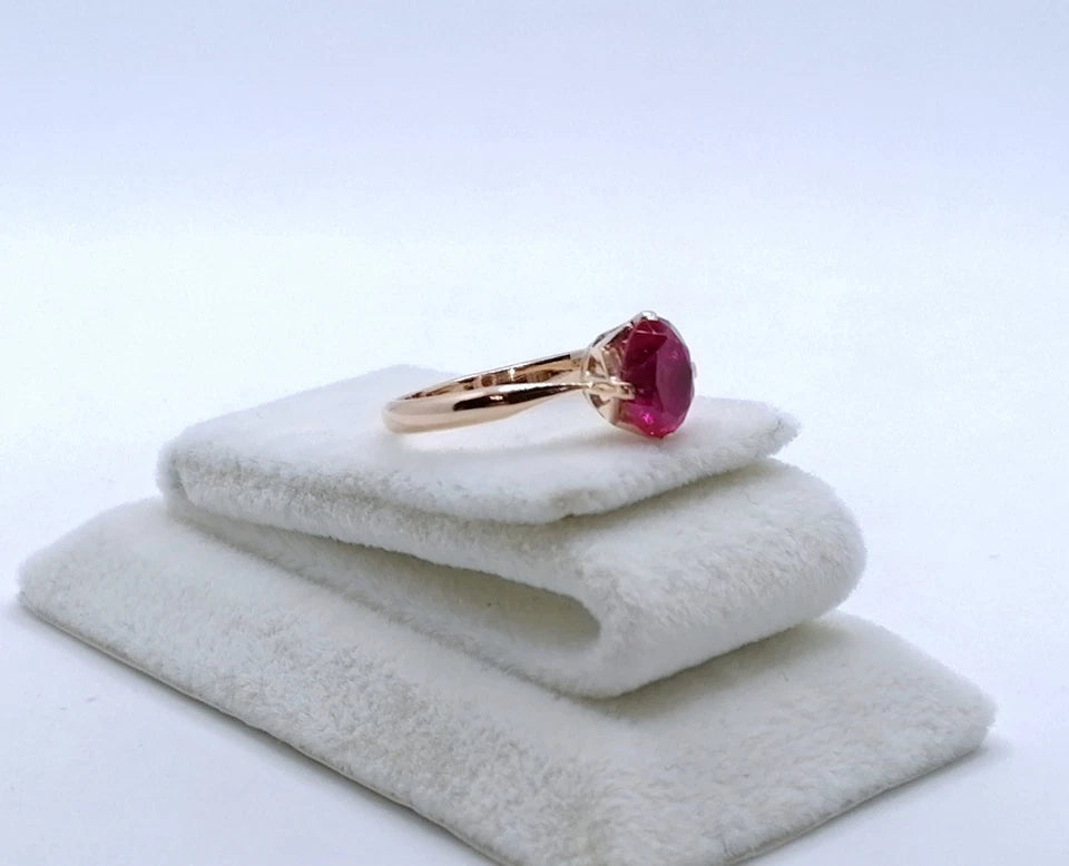 Ring Rotgold 583er Sowjet UdSSR Goldring mit Rubin Gr. 53