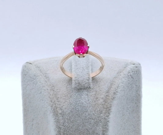 Ring Rotgold 583er Sowjet UdSSR Goldring mit Rubin Gr. 53