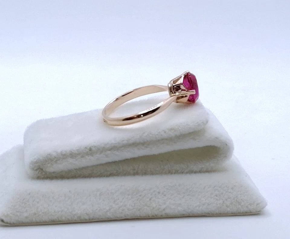 Ring Rotgold 583er Sowjet UdSSR Goldring mit Rubin Gr. 53