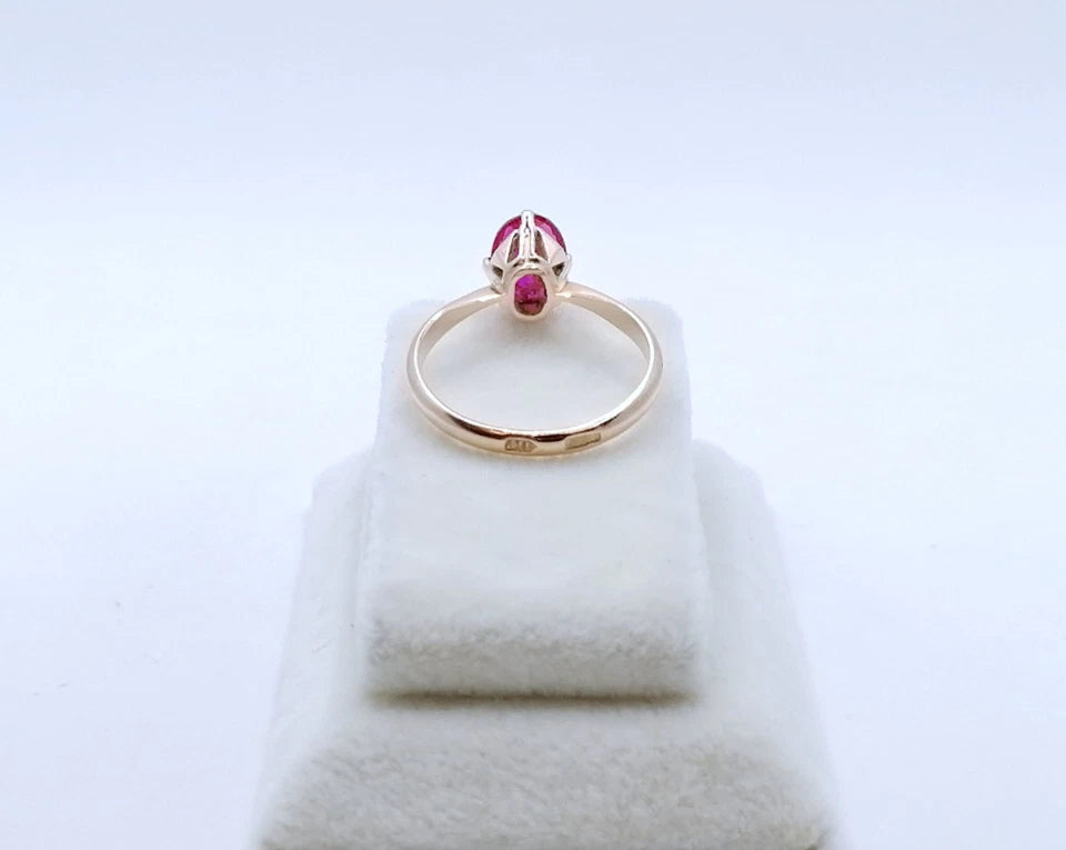 Ring Rotgold 583er Sowjet UdSSR Goldring mit Rubin Gr. 53