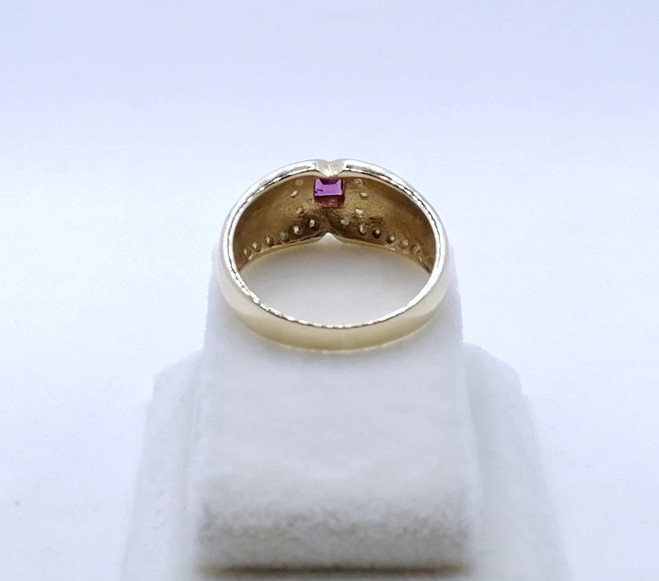 Ring Gold 585er mit Rubin und Diamanten Gr. 57