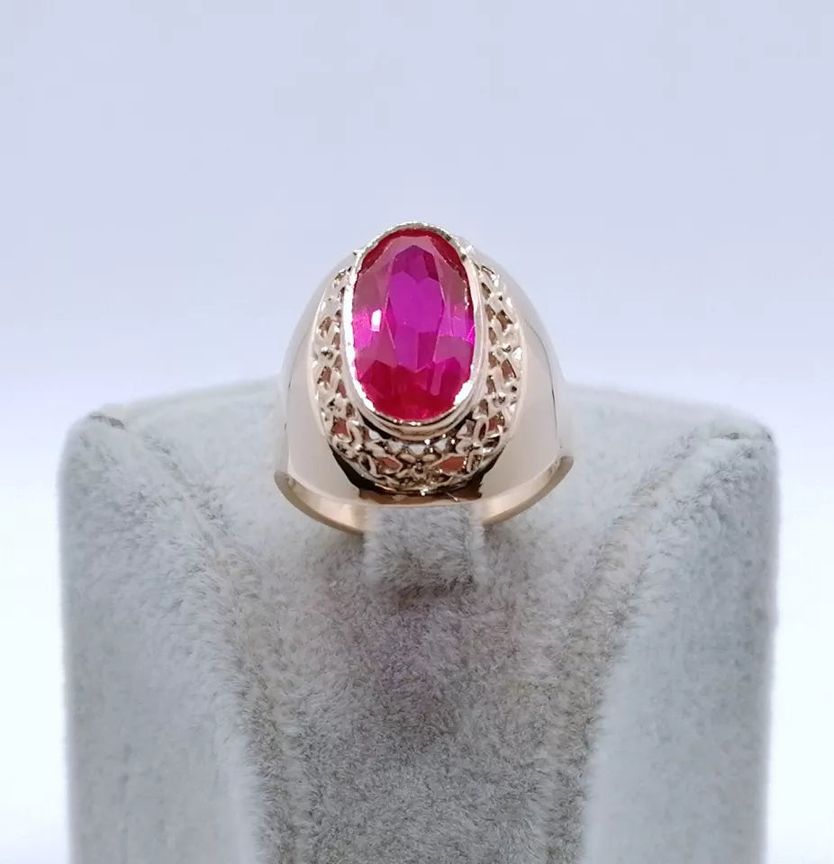 Ring Rotgold 583er Sowjet UdSSR Goldring mit Rubin Gr. 60