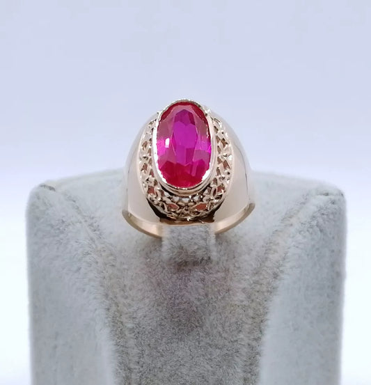 Ring Rotgold 583er Sowjet UdSSR Goldring mit Rubin Gr. 60