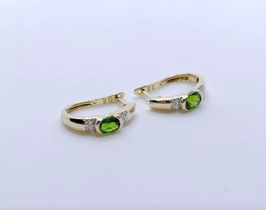 Ohrringe 585er Gold mit Diopsid und Diamantsplitter