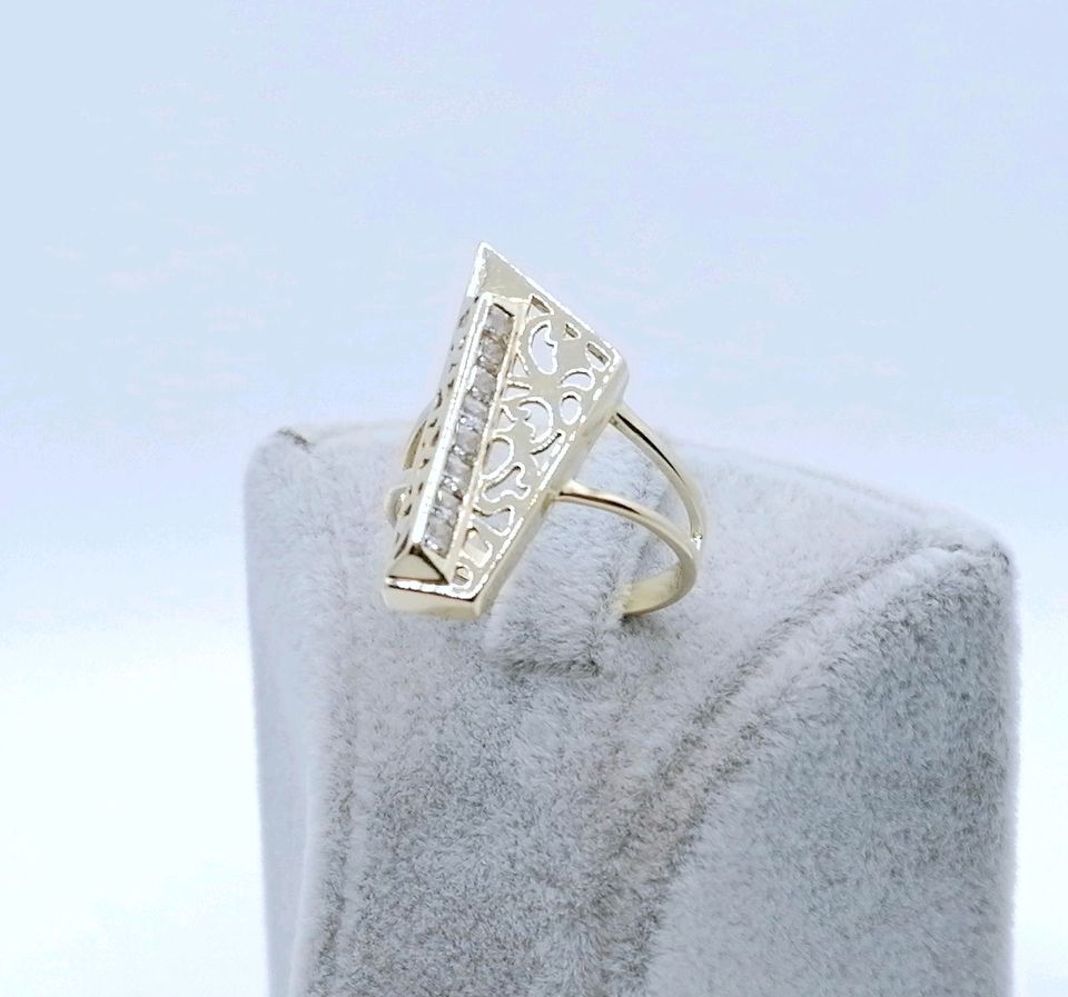 Ring Gold 585er prunkvoll mit Zirkonia Gr. 58