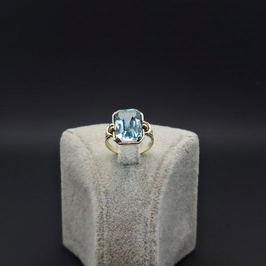 Gold Damenring mit Aquamarin, 585er 14 Karat Goldring Gr. 50