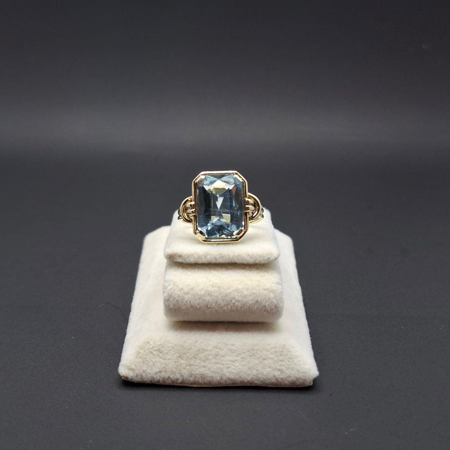 Gold Damenring mit Aquamarin, 585er 14 Karat Goldring Gr. 50