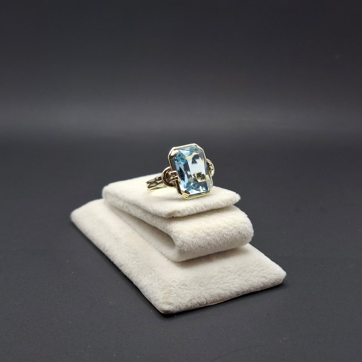 Gold Damenring mit Aquamarin, 585er 14 Karat Goldring Gr. 50