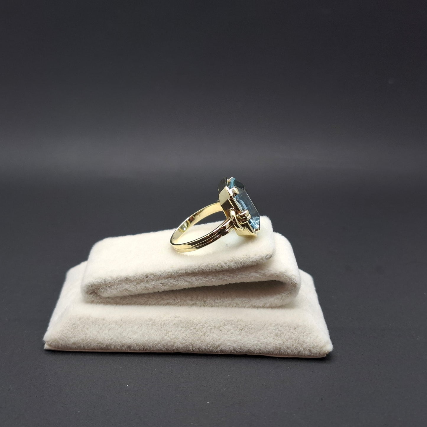 Gold Damenring mit Aquamarin, 585er 14 Karat Goldring Gr. 50