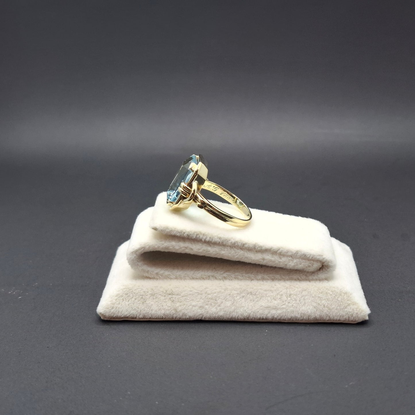 Gold Damenring mit Aquamarin, 585er 14 Karat Goldring Gr. 50