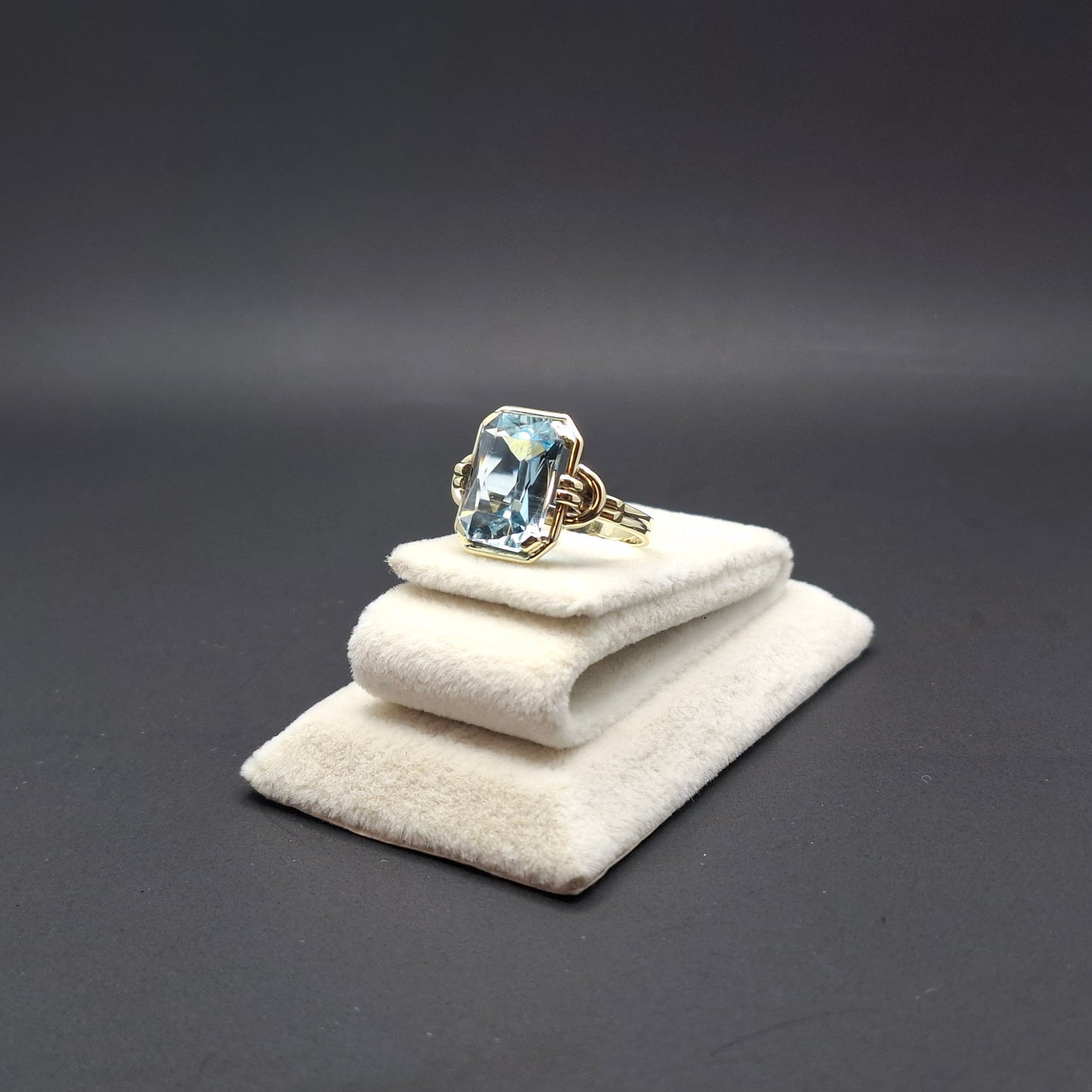 Gold Damenring mit Aquamarin, 585er 14 Karat Goldring Gr. 50