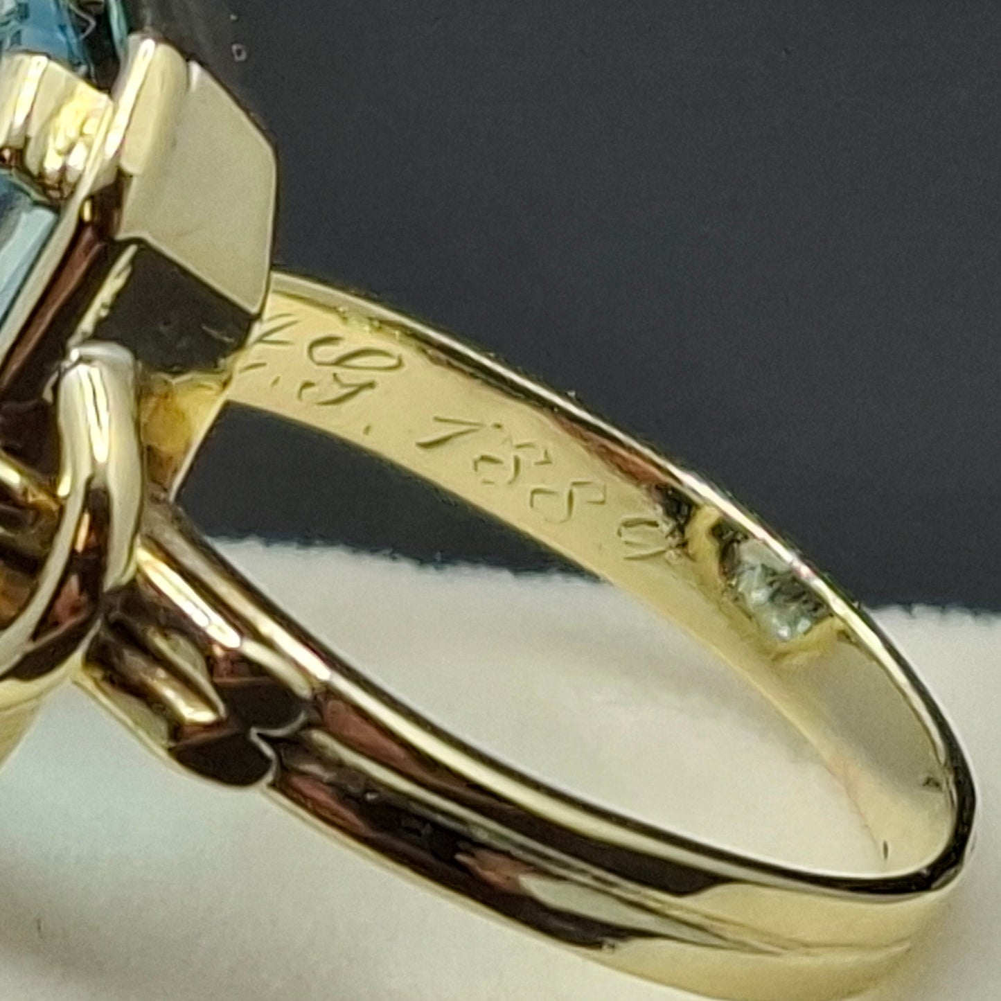 Gold Damenring mit Aquamarin, 585er 14 Karat Goldring Gr. 50