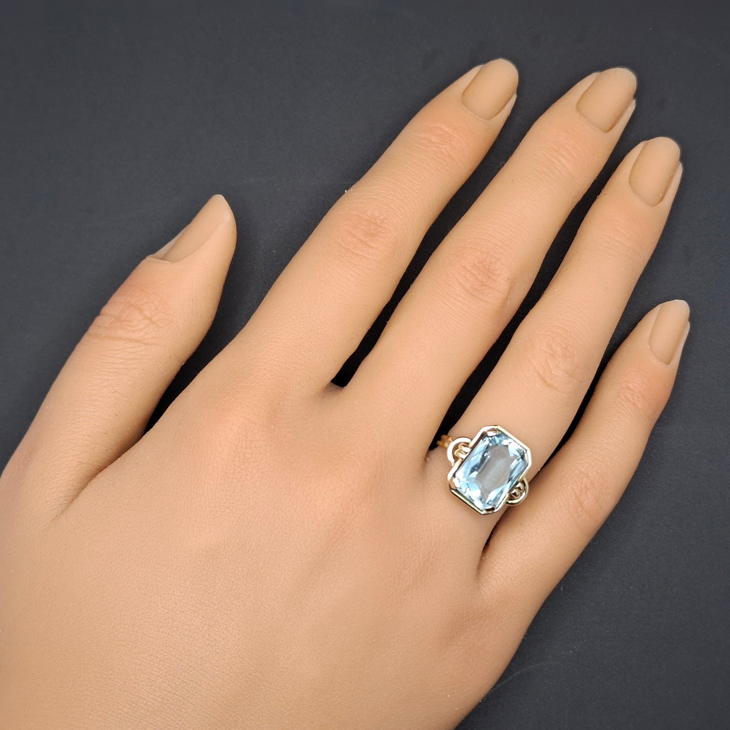 Gold Damenring mit Aquamarin, 585er 14 Karat Goldring Gr. 50