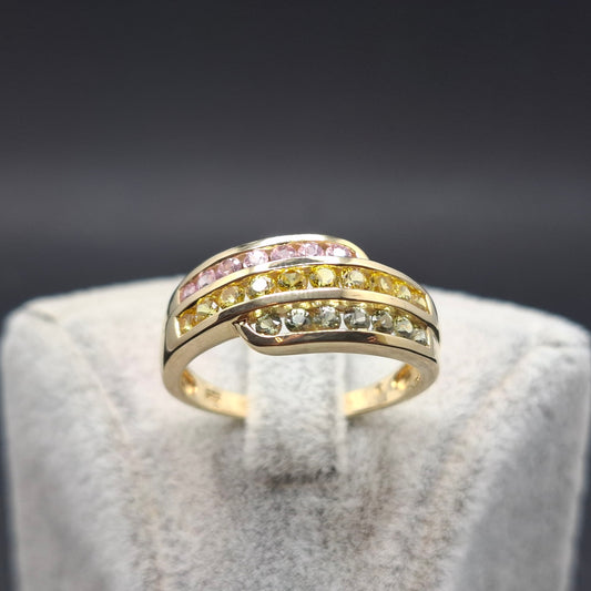 Ring Gold 585er mit farbigen Saphir Edelsteinen Gr. 60