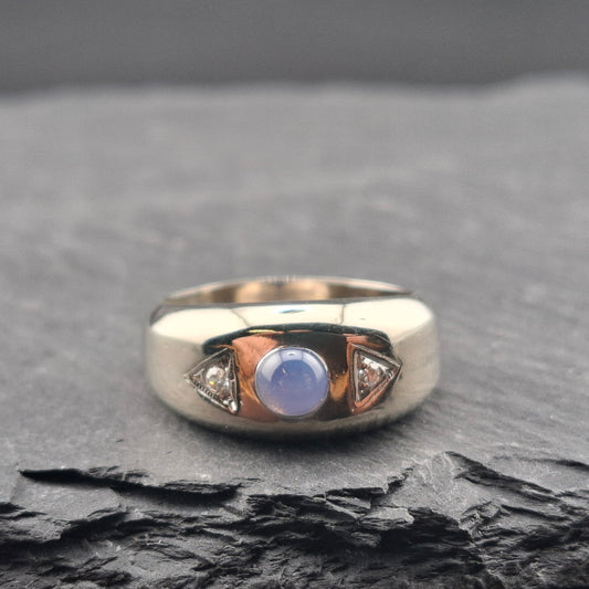 Vintage Weißgold Ring mit Stern Saphir und Brillanten