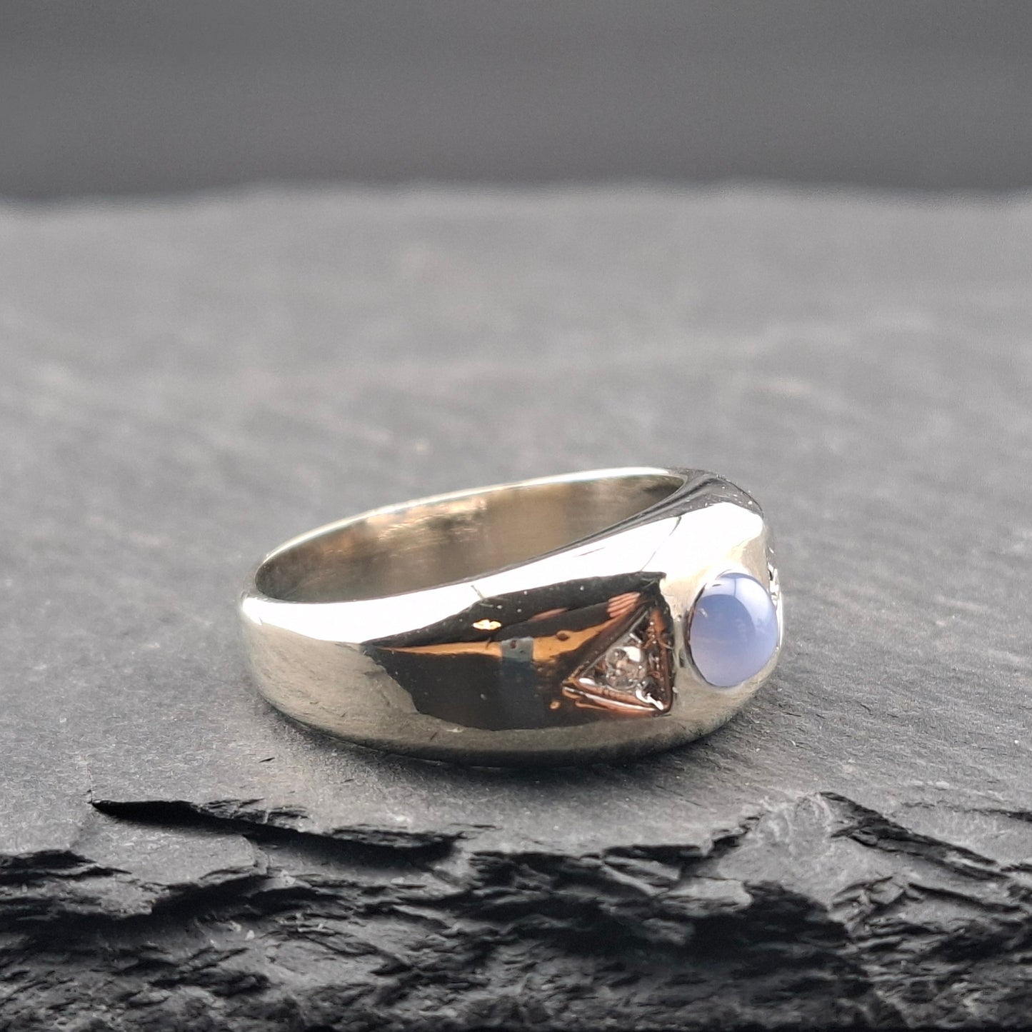 Vintage Weißgold Ring mit Stern Saphir und Brillanten