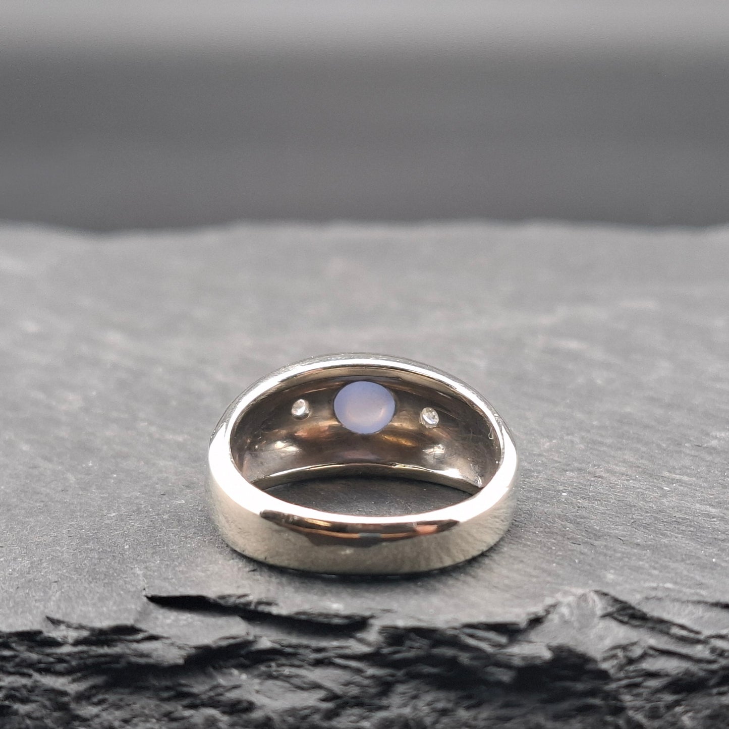 Vintage Weißgold Ring mit Stern Saphir und Brillanten