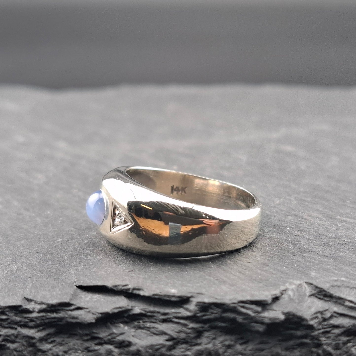 Vintage Weißgold Ring mit Stern Saphir und Brillanten