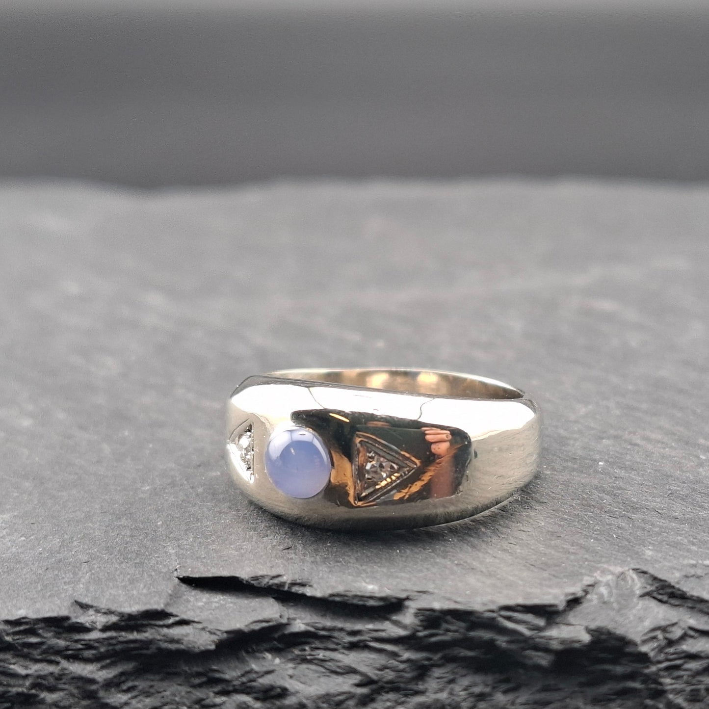 Vintage Weißgold Ring mit Stern Saphir und Brillanten