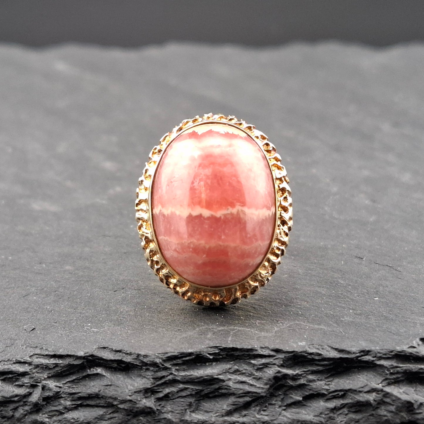Rhodochrosit Goldring 585er Vintage Damenring