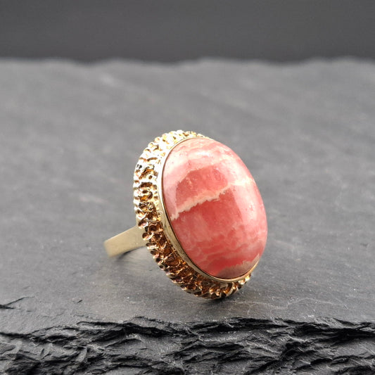 Rhodochrosit Goldring 585er Vintage Damenring