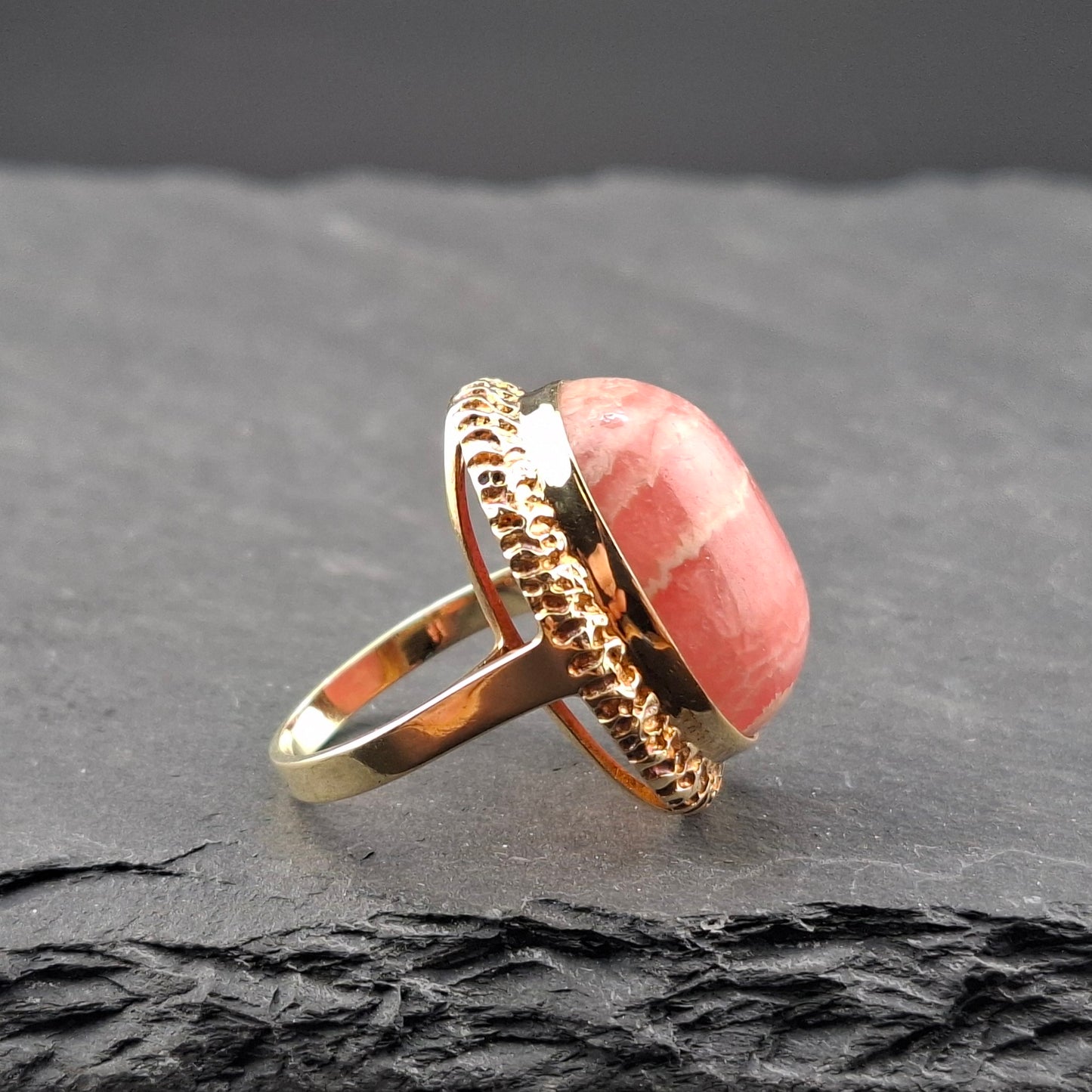 Rhodochrosit Goldring 585er Vintage Damenring