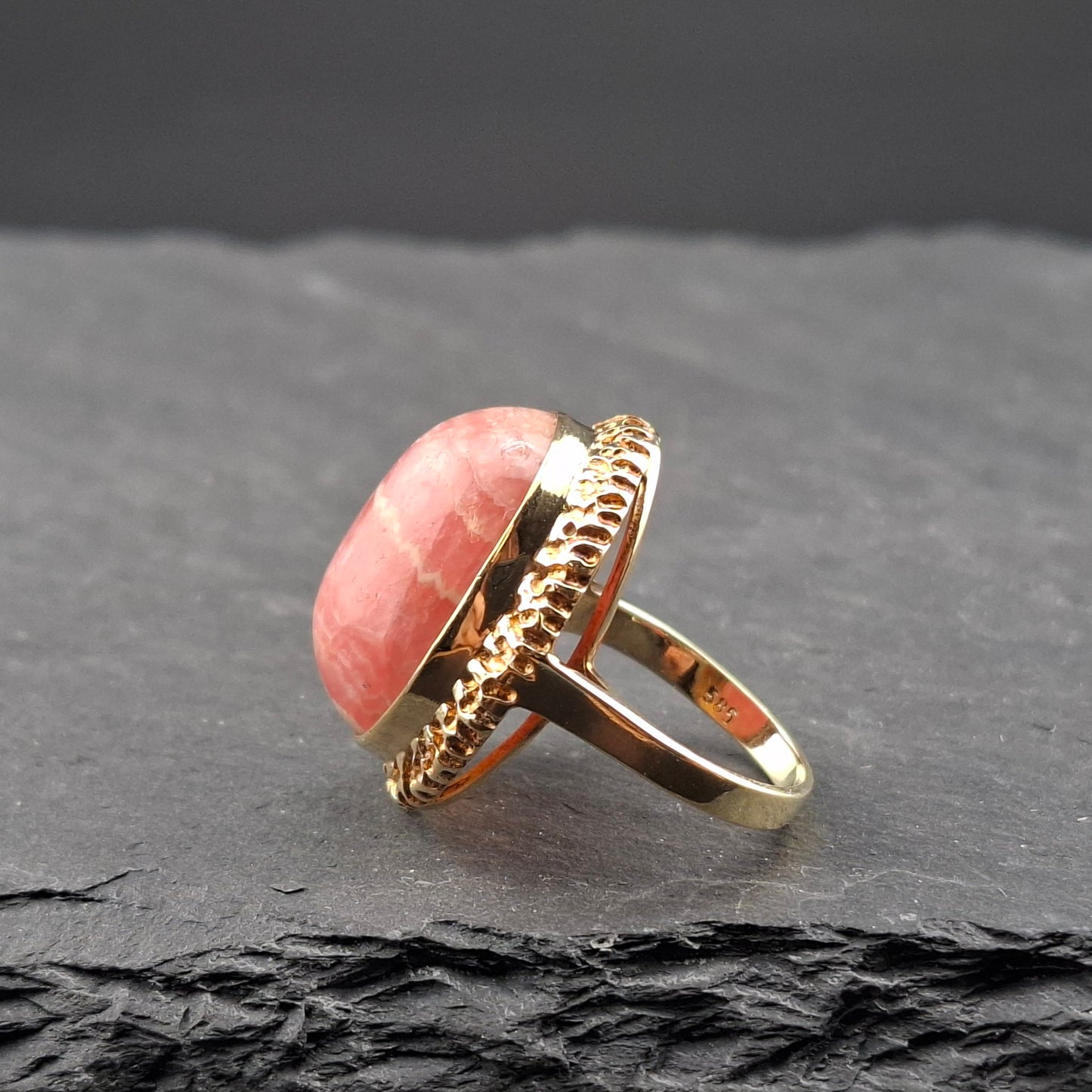 Rhodochrosit Goldring 585er Vintage Damenring