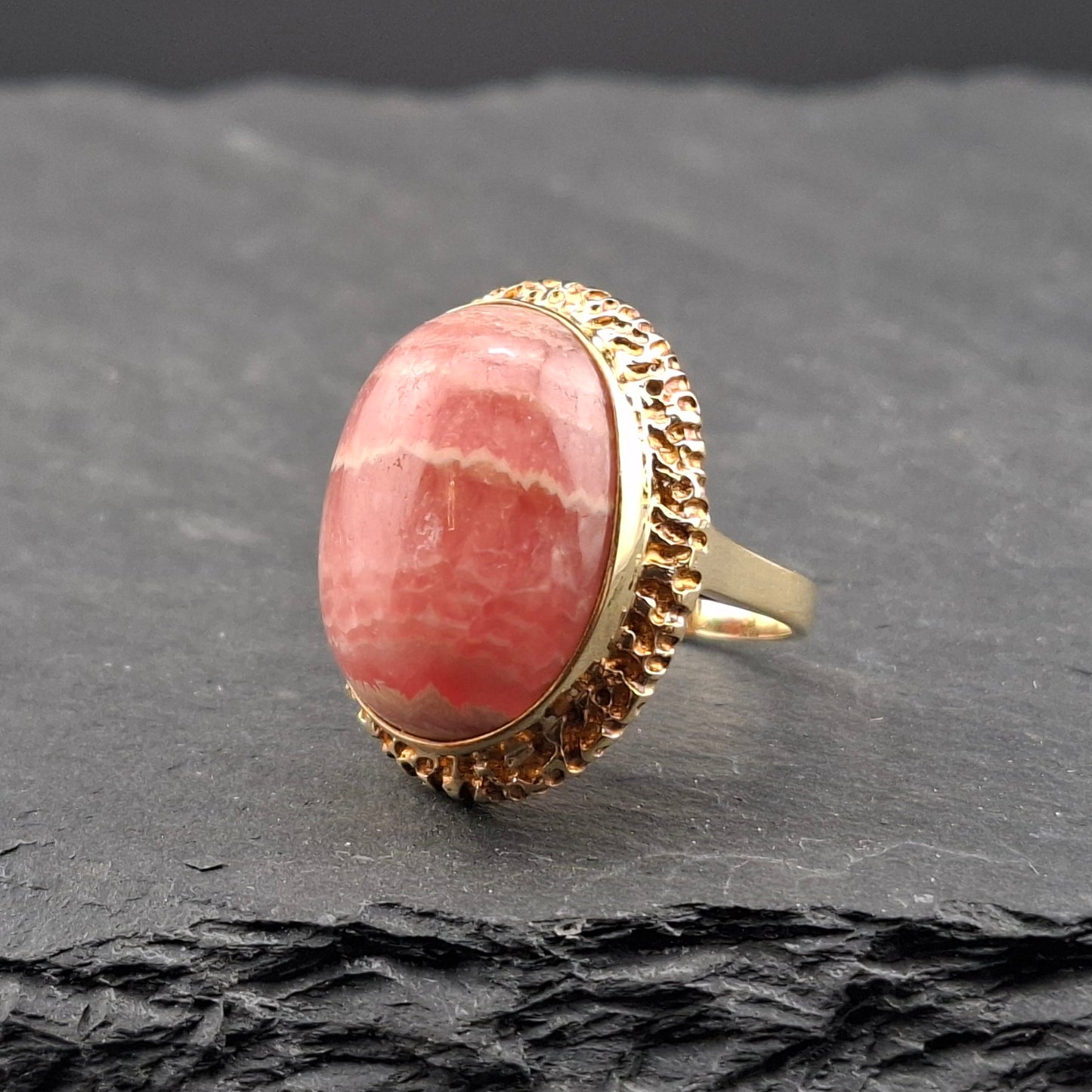 Rhodochrosit Goldring 585er Vintage Damenring