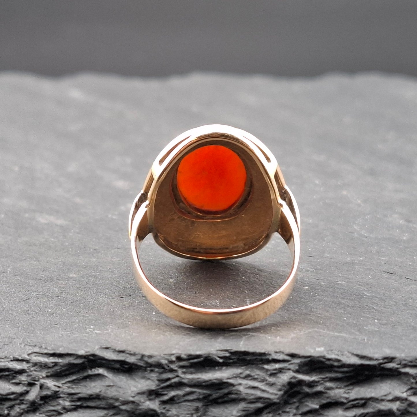 Ring Gold 585er mit Koralle Gr. 56
