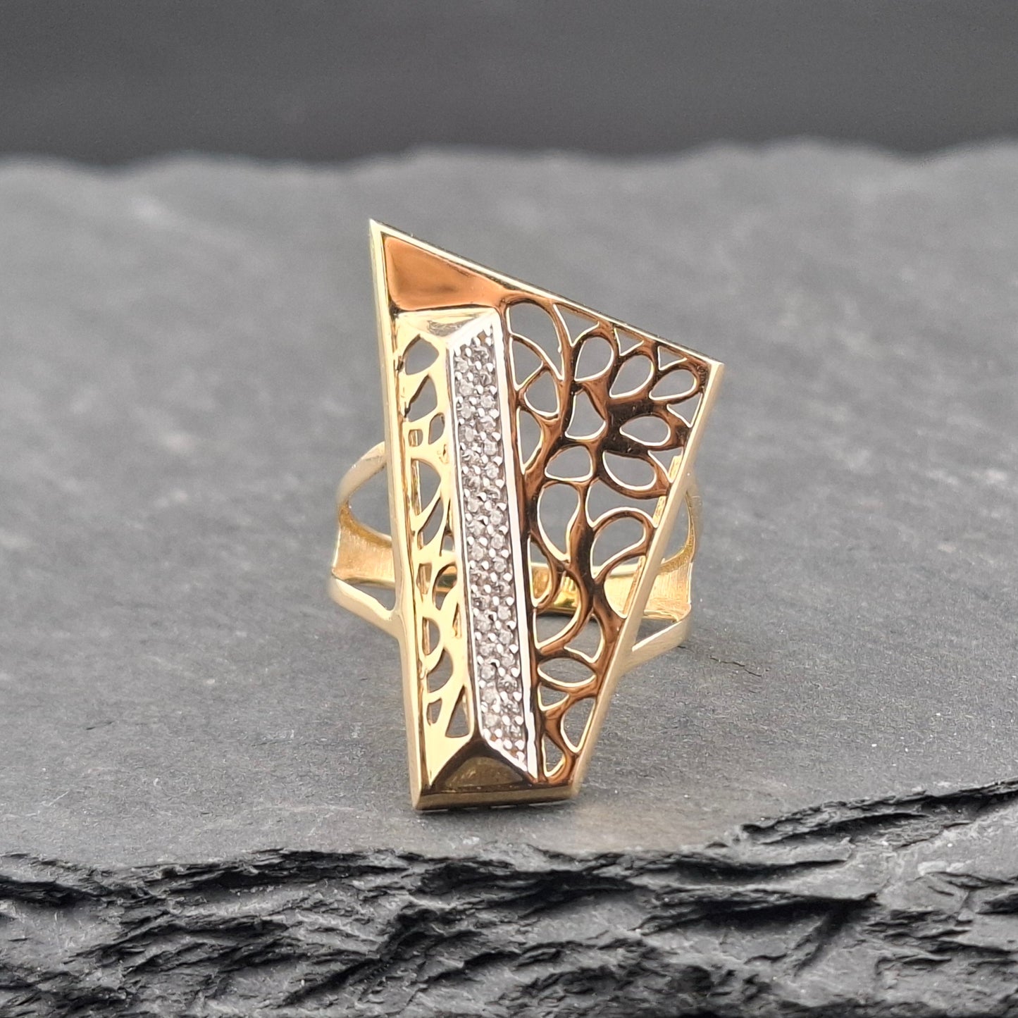 Ring Gold 585er prunkvoll mit Zirkonia Gr. 59