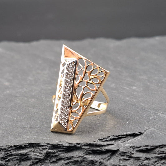 Ring Gold 585er prunkvoll mit Zirkonia Gr. 59