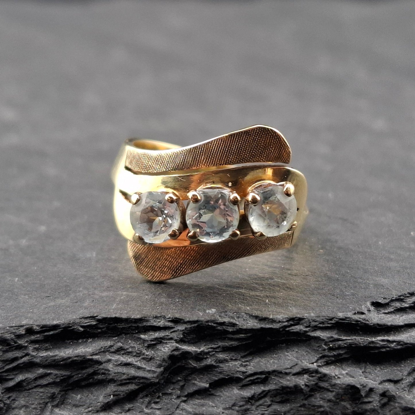 Ring Gold 585er mit Aquamarin Vintage Damenring Gr. 53