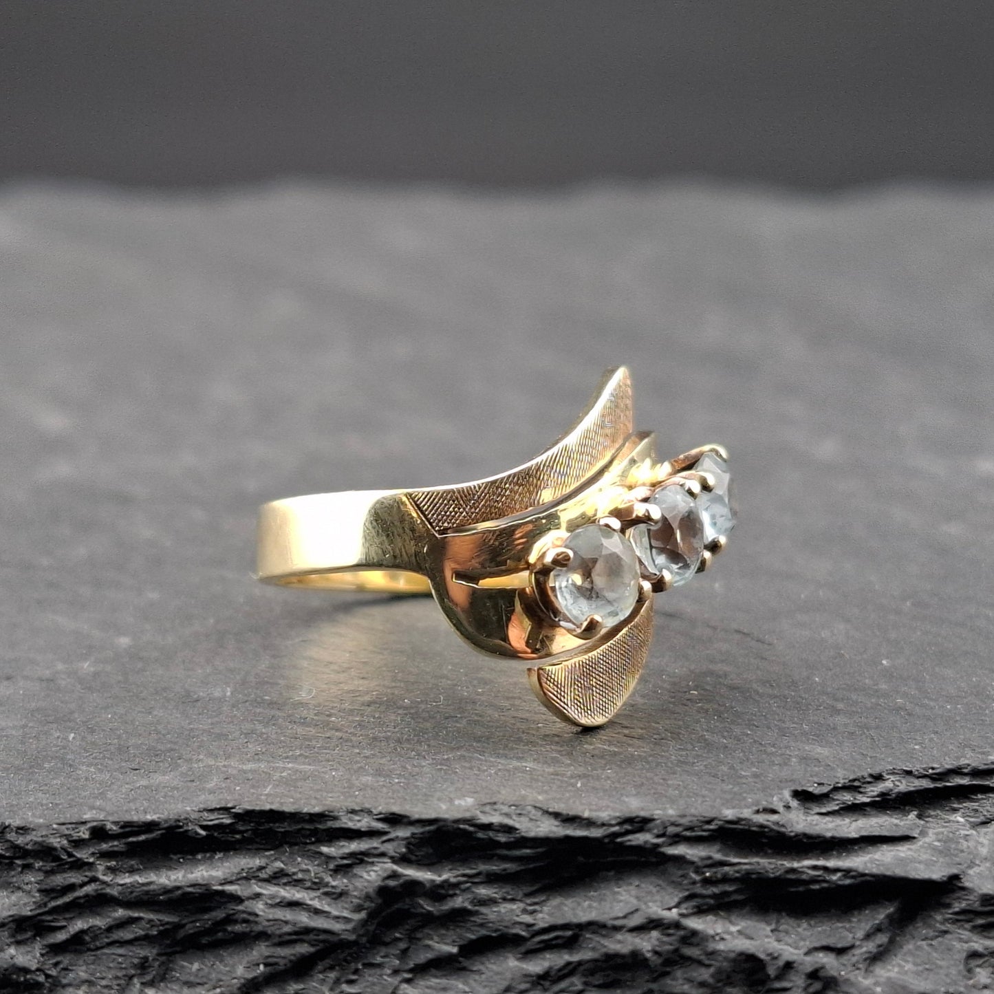 Ring Gold 585er mit Aquamarin Vintage Damenring Gr. 53
